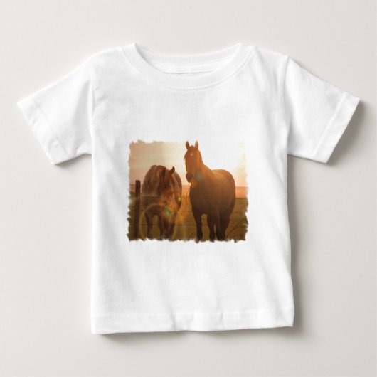 Sunset Horses Baby T-Shirt (Voorkant)