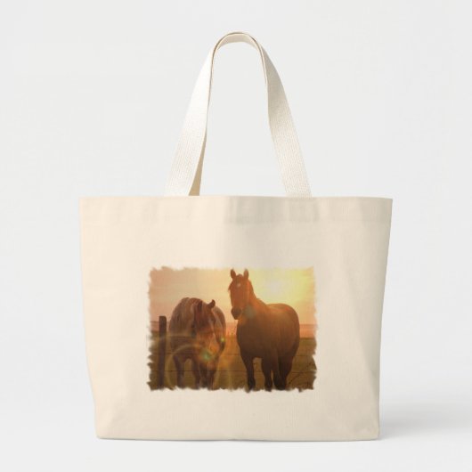 Sunset Horses Canvas Bag Grote Tote Bag (Voorkant)