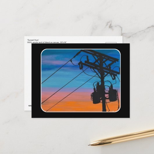 'Sunset Hum' schilderij op een Briefkaart (Voorkant / Achterkant in situ)