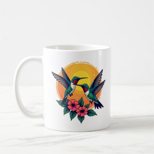 Sunset Hummingbirds – Tropical Coffee Mok (Links)