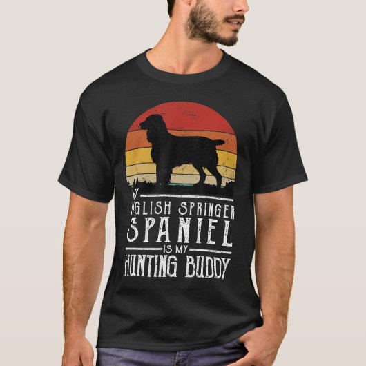  Sunset Hunting Dog English Springer Spanie T-shirt (Voorkant)