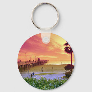 Sunset, Huntington Beach pier, California, VS Sleutelhanger