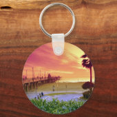 Sunset, Huntington Beach pier, California, VS Sleutelhanger (Voorkant)