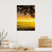 Sunset in a Rural Field Landscape Poster (Keuken)