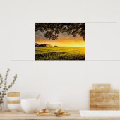 Sunset in a Rural Field Landscape Poster (Keuken)