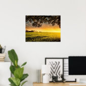 Sunset in a Rural Field Landscape Poster (Thuiskantoor)