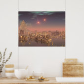 Sunset in Alien Water City 1 Print (Keuken)