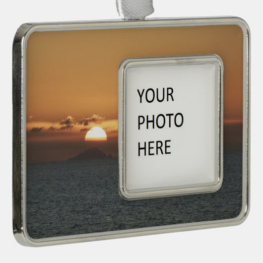 Sunset in Antigua I Seascape Photography Verzilverd Omlijst Ornament (Rechts)