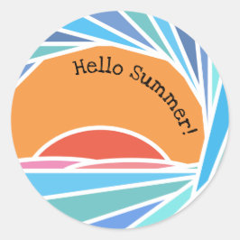 Sunset in Barrel Wave Ronde Sticker