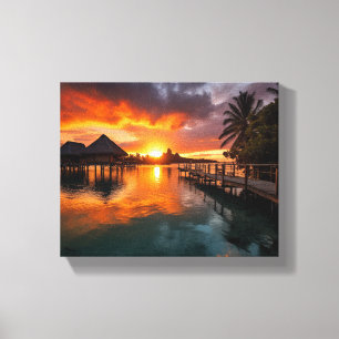 Sunset in Bora Bora Canvas Afdruk