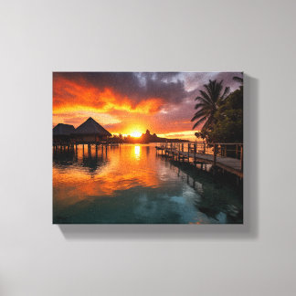 Sunset in Bora Bora Canvas Afdruk