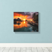 Sunset in Bora Bora Canvas Afdruk (Insitu (Houten vloer))