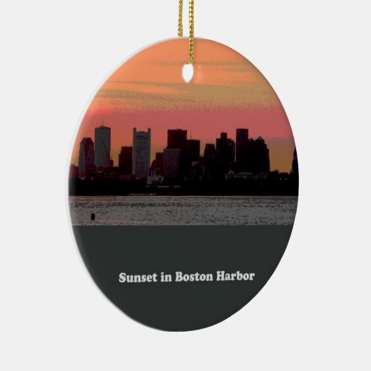 Sunset in Boston Harbour Keramisch Ornament (Rechts)