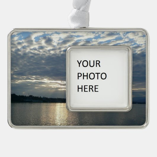 Sunset in British Columbia Canadian Seascape Verzilverd Omlijst Ornament (Voorkant)