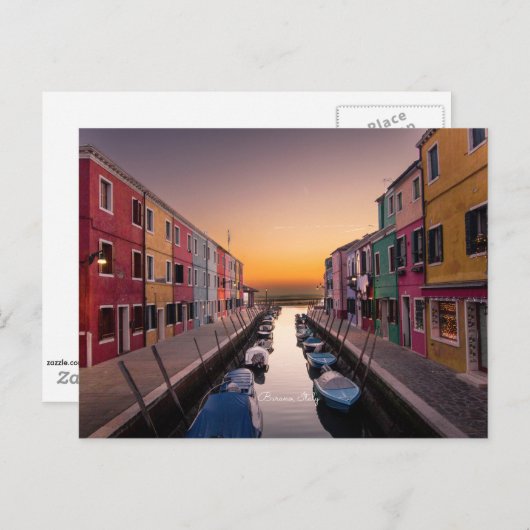 Sunset in Burano, Italië Briefkaart (Voorkant / Achterkant)