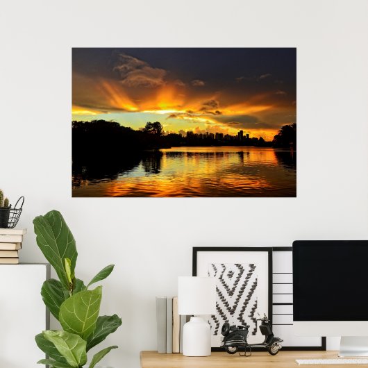 Sunset in City Lonrina, Brazilië Poster (Thuiskantoor)