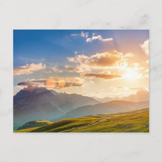 Sunset in de bergen briefkaart (Voorkant)