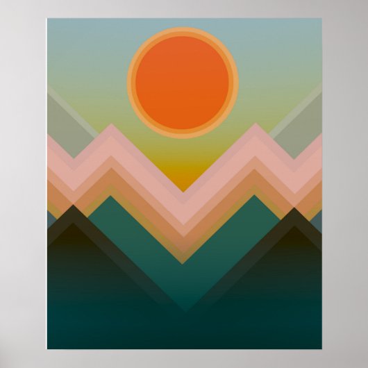 Sunset in de bergen poster (Voorkant)