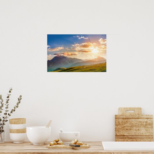 Sunset in de bergen poster (Keuken)