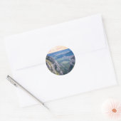 Sunset in de bergen ronde sticker (Envelop)