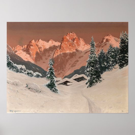 Sunset in de Kaisertal, Snowy Mountains Poster (Voorkant)