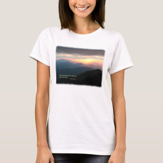 Sunset in de Smokies: Mtns bellen/Muir T-shirt (Voorkant)