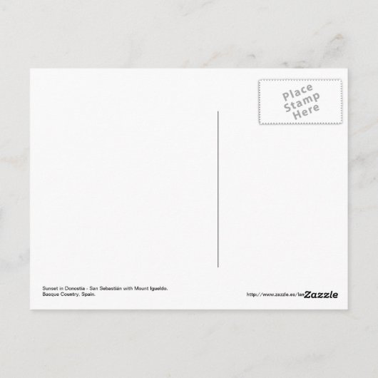 Sunset in Donostia - San Sebastian Briefkaart (Achterkant)