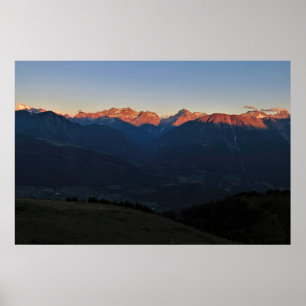 Sunset in Fiescher Valley Poster