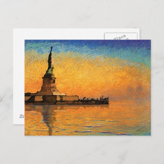 Sunset in Liberty Island Briefkaart (Voorkant / Achterkant)