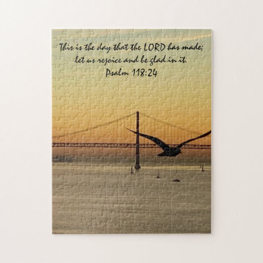 Sunset in Lissabon w/ Verse vanaf Psalm 118:24 Legpuzzel (Verticaal)