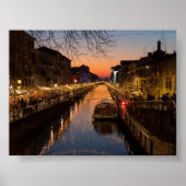 Sunset in Milano Naviglio Poster (Voorkant)