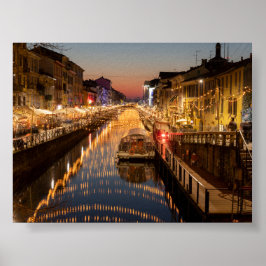 Sunset in Milano Naviglio Poster