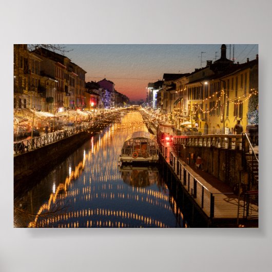 Sunset in Milano Naviglio Poster (Voorkant)