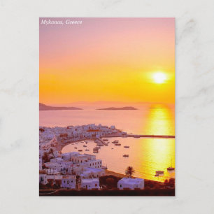 Sunset in Mykonos, Griekenland Briefkaart