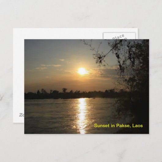 Sunset in Pakse Briefkaart (Voorkant / Achterkant)