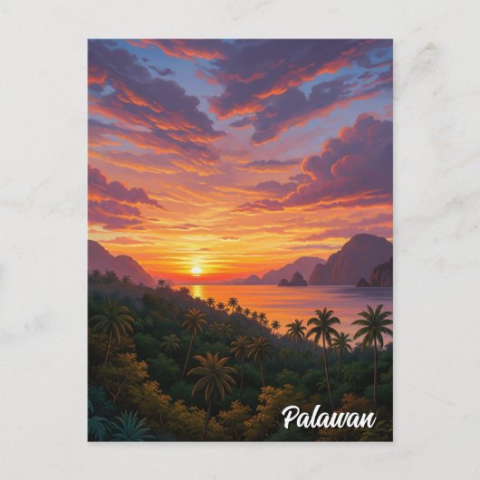 Sunset in Palawan Philippines Travel Briefkaart (Voorkant)
