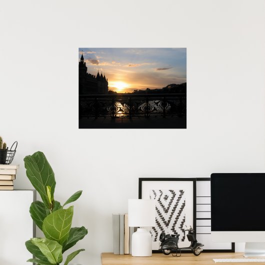 Sunset in Parijs Poster (Thuiskantoor)