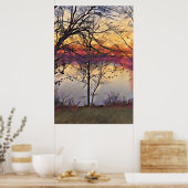 Sunset in Pond Oil Painting Art Poster (Keuken)