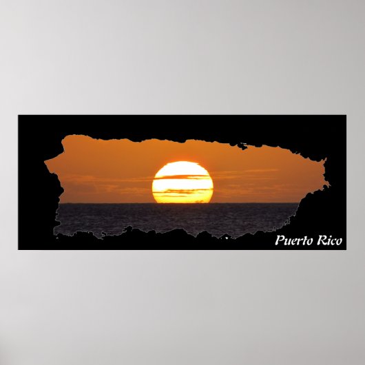 Sunset in Puerto Rico Island Map Poster (Voorkant)