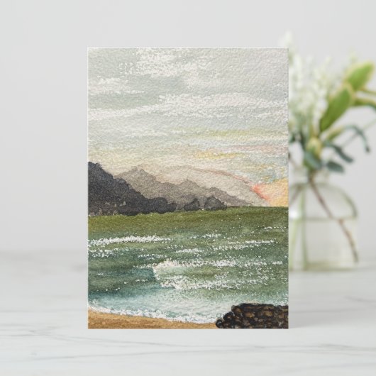 Sunset in Puerto Vallarta - Waterverf van 5 x 7 in Bedankkaart (Staand voorkant)