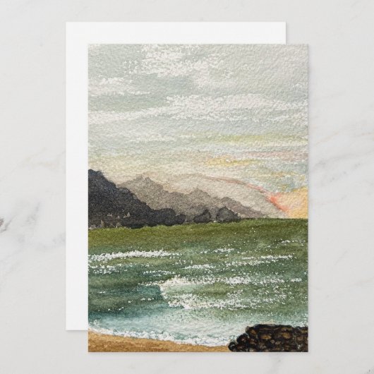 Sunset in Puerto Vallarta - Waterverf van 5 x 7 in Bedankkaart (Voorkant / Achterkant)