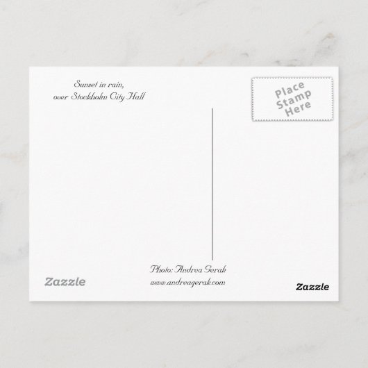 Sunset in Rain in Stockholm City Hall Briefkaart (Achterkant)