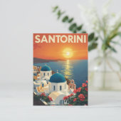 Sunset in Santorini Briefkaart (Staand voorkant)