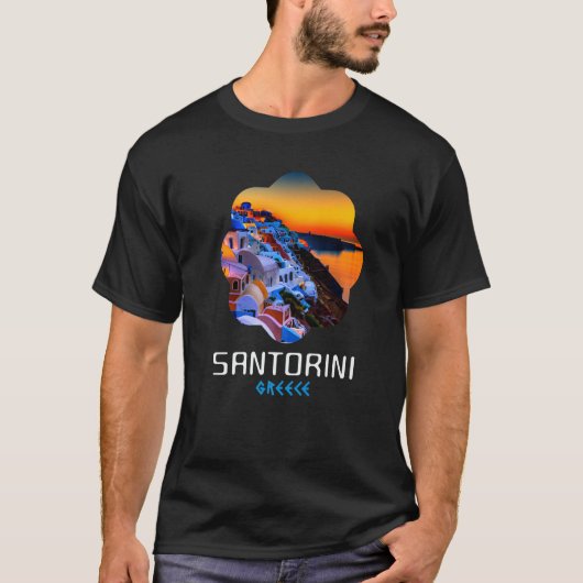 Sunset In Santorini Greece Painting   T-shirt (Voorkant)