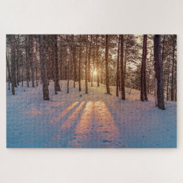 Sunset in sneeuwwinterdenbos legpuzzel