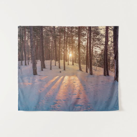 Sunset in sneeuwwinterdenbos wandkleed (Voorkant (horizontaal))