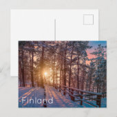 Sunset in snowy-dennenbos met zonnestraal briefkaart (Voorkant / Achterkant)