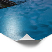 Sunset in snowy-dennenbos met zonnestraal foto afdruk (Hoek)