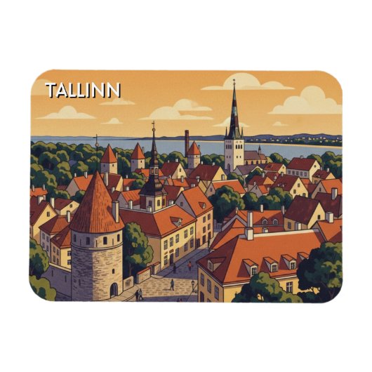Sunset in Tallinn Estonia Travel Magneet (Horizontaal)