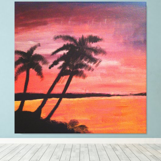 Sunset In The Tropics Canvas Afdruk (Insitu (Houten vloer))